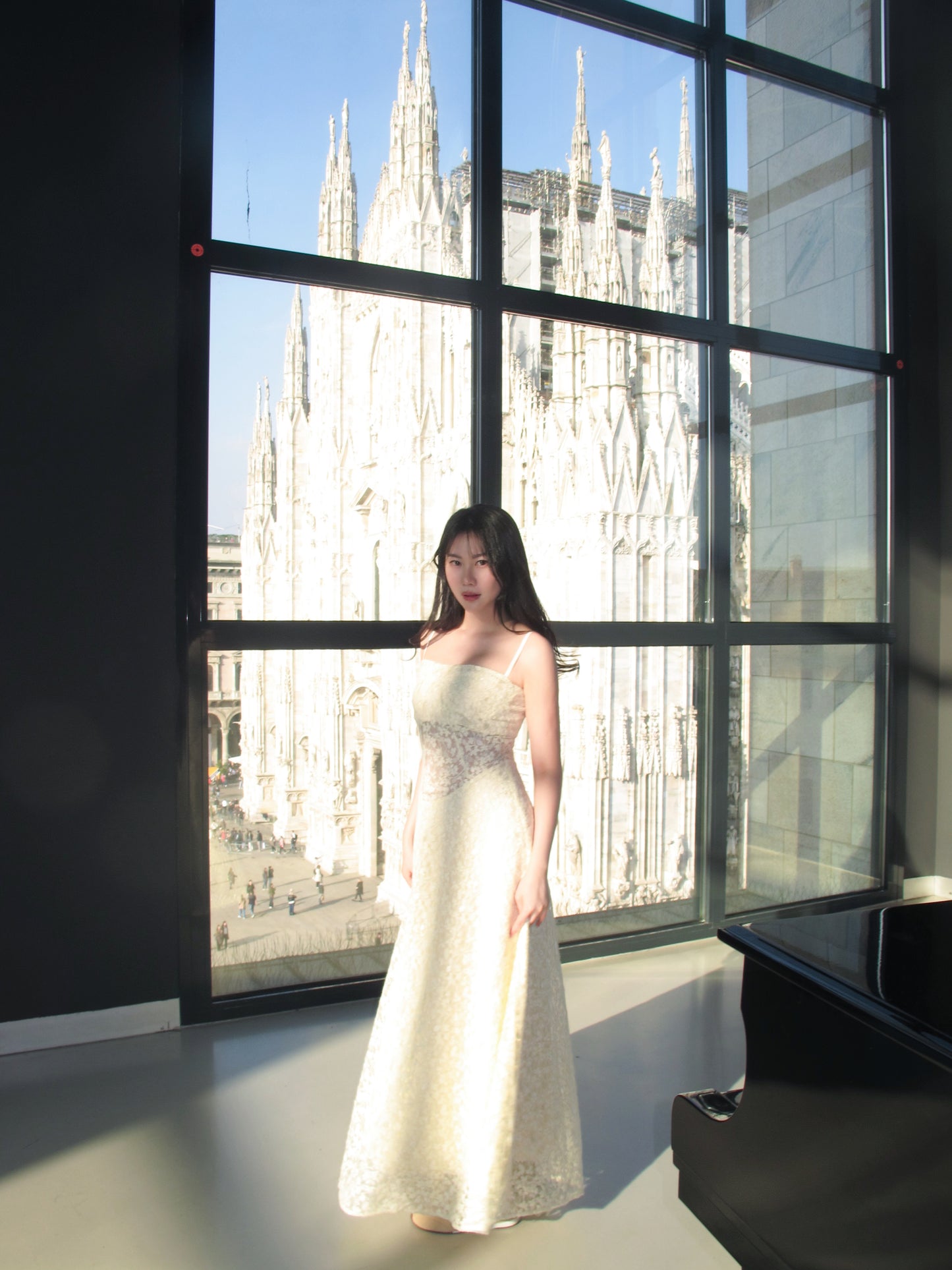 Milan Duomo Cream Lace Cut-Out Maxi Dress