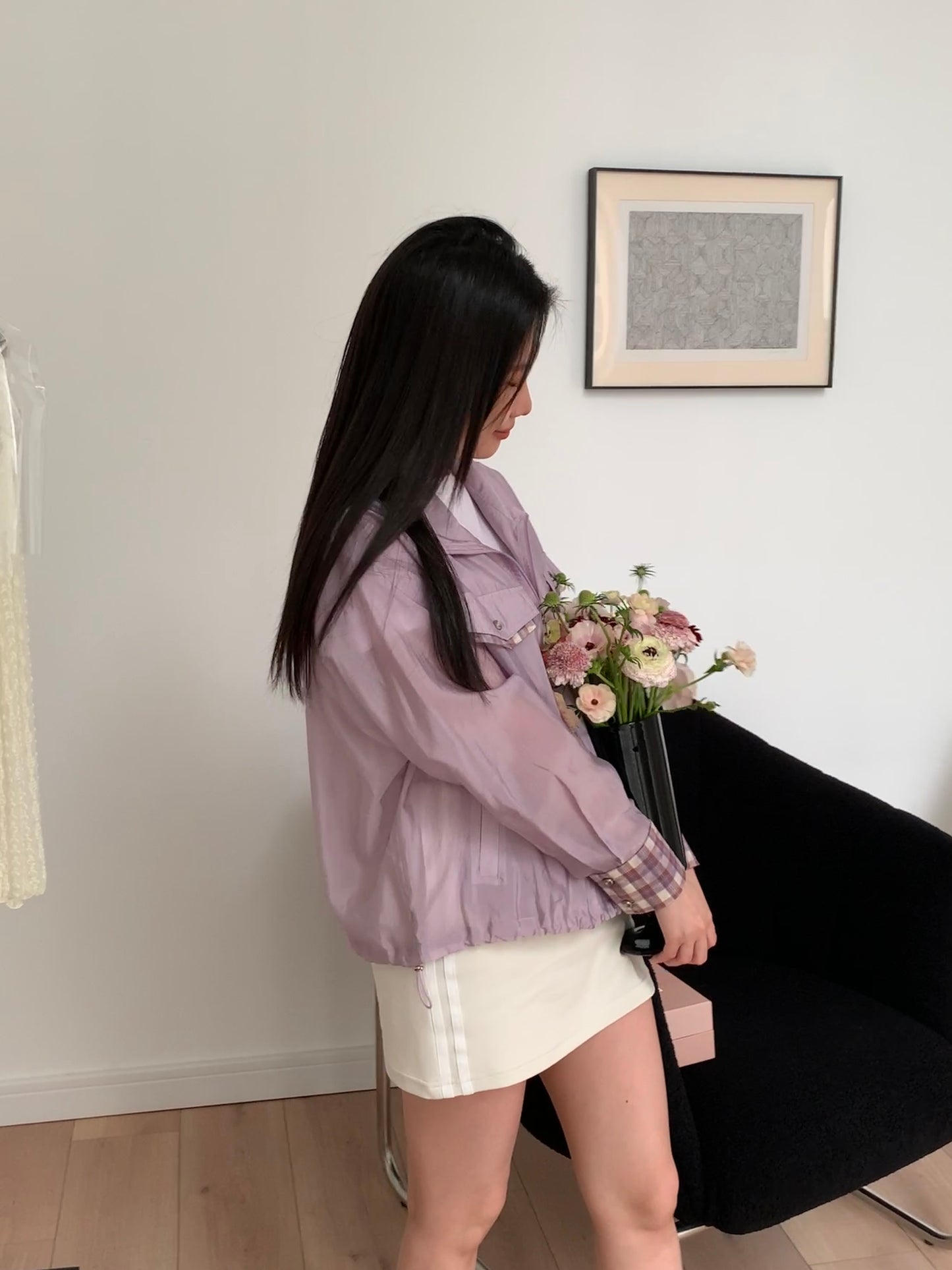 Summer solo plaid jacket