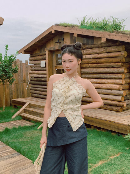 Less but better denim split-overlay trousers