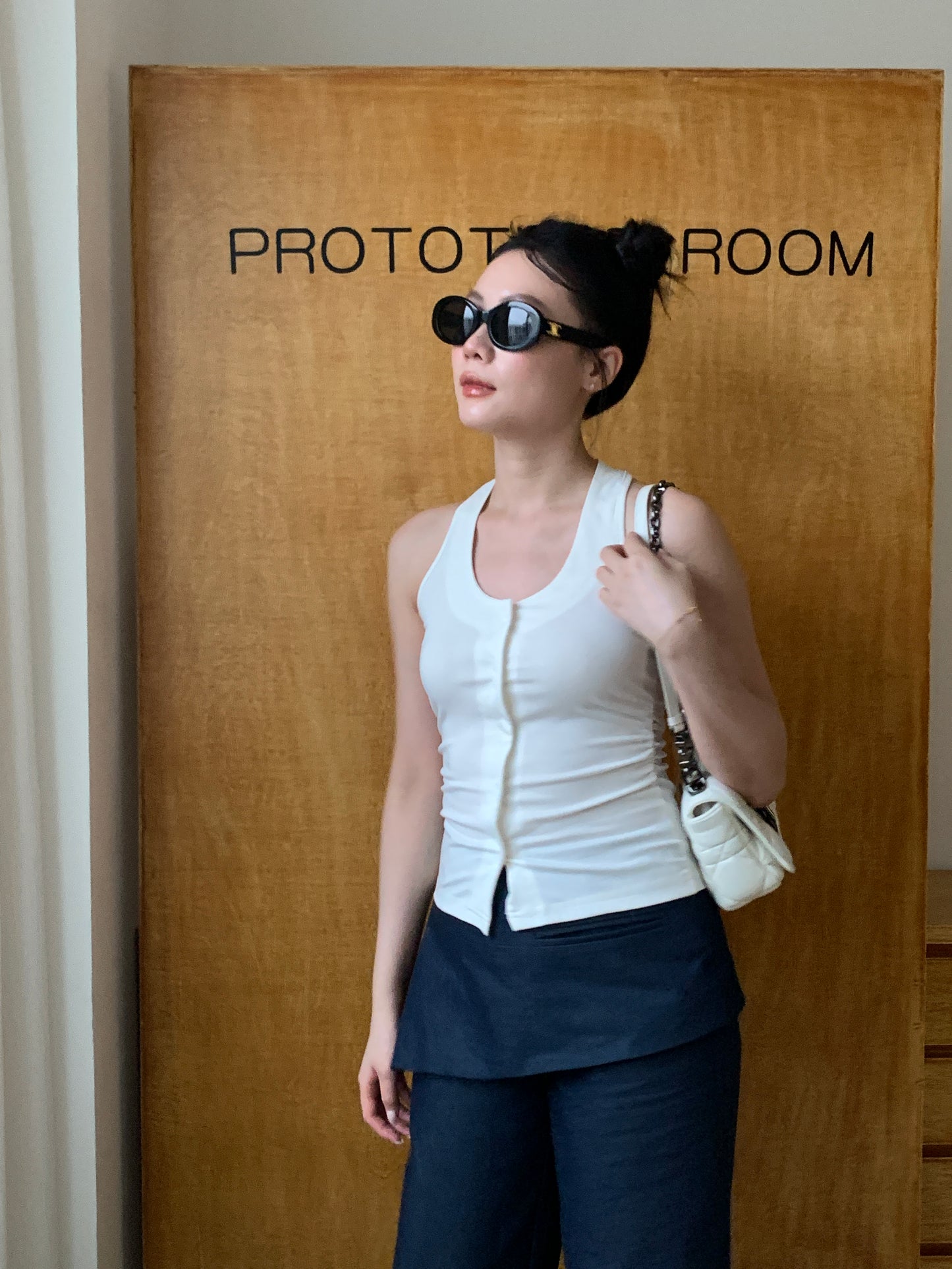 Less but better denim split-overlay trousers