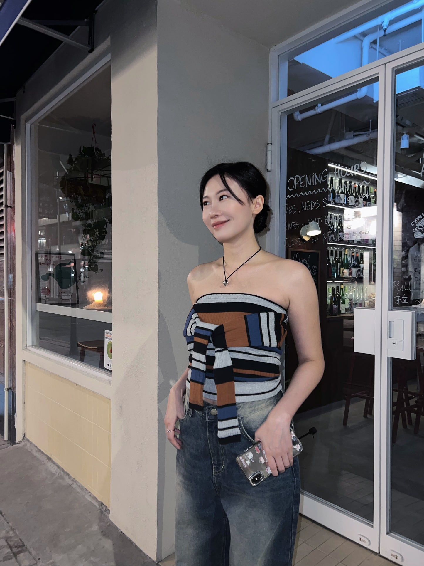 be happy Strappy Striped Tube Top