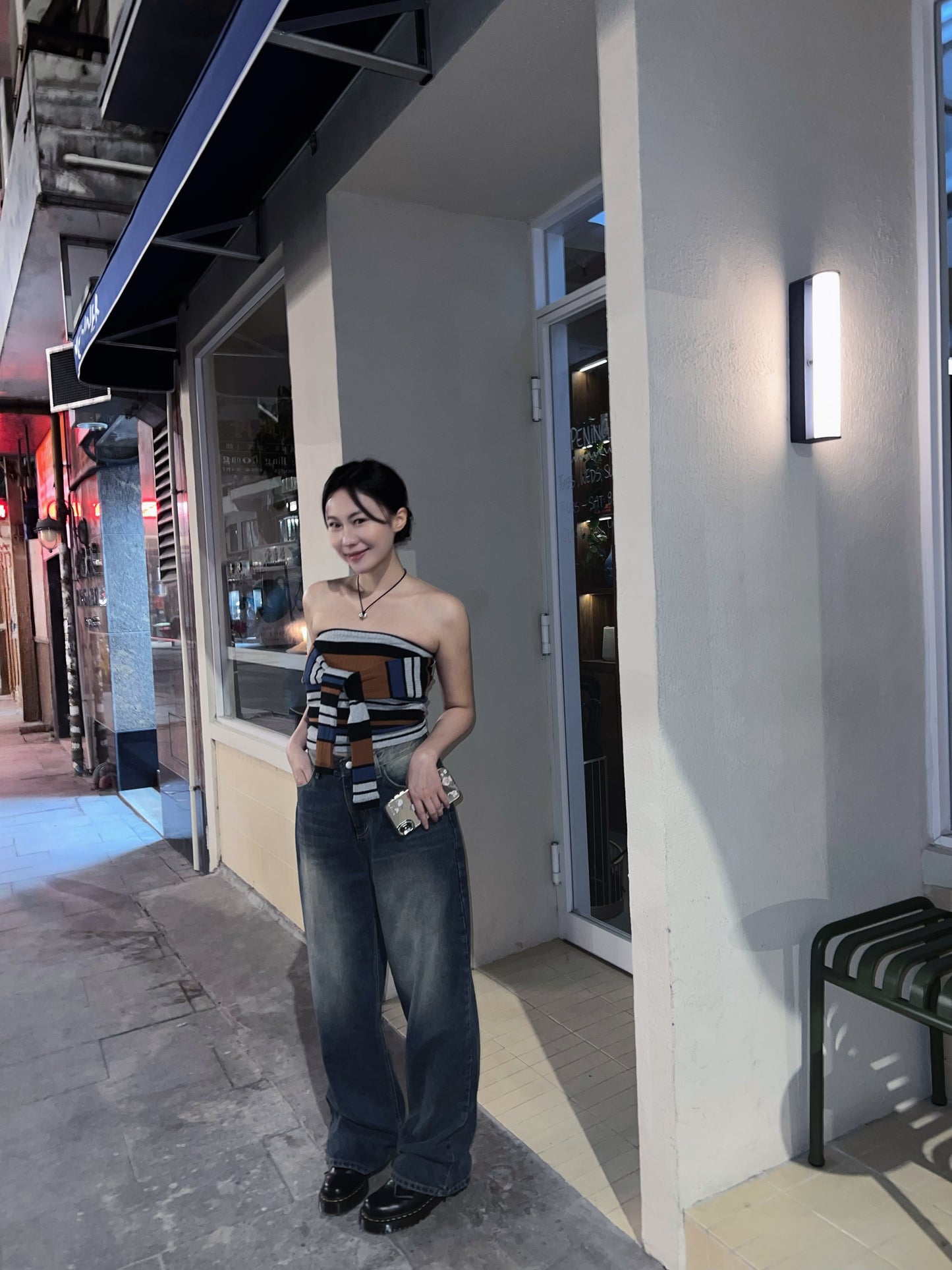 be happy Strappy Striped Tube Top