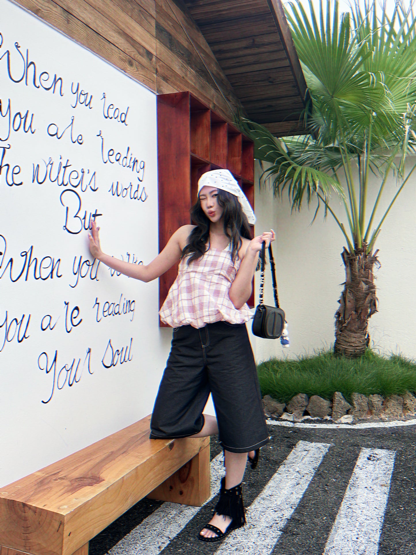 Evora project poka dot top & scarf set