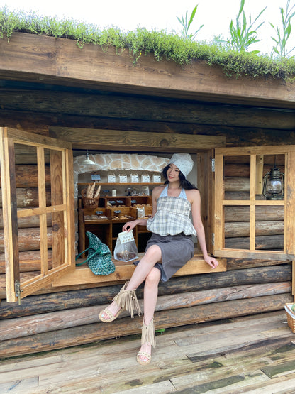 Evora project poka dot top & scarf set