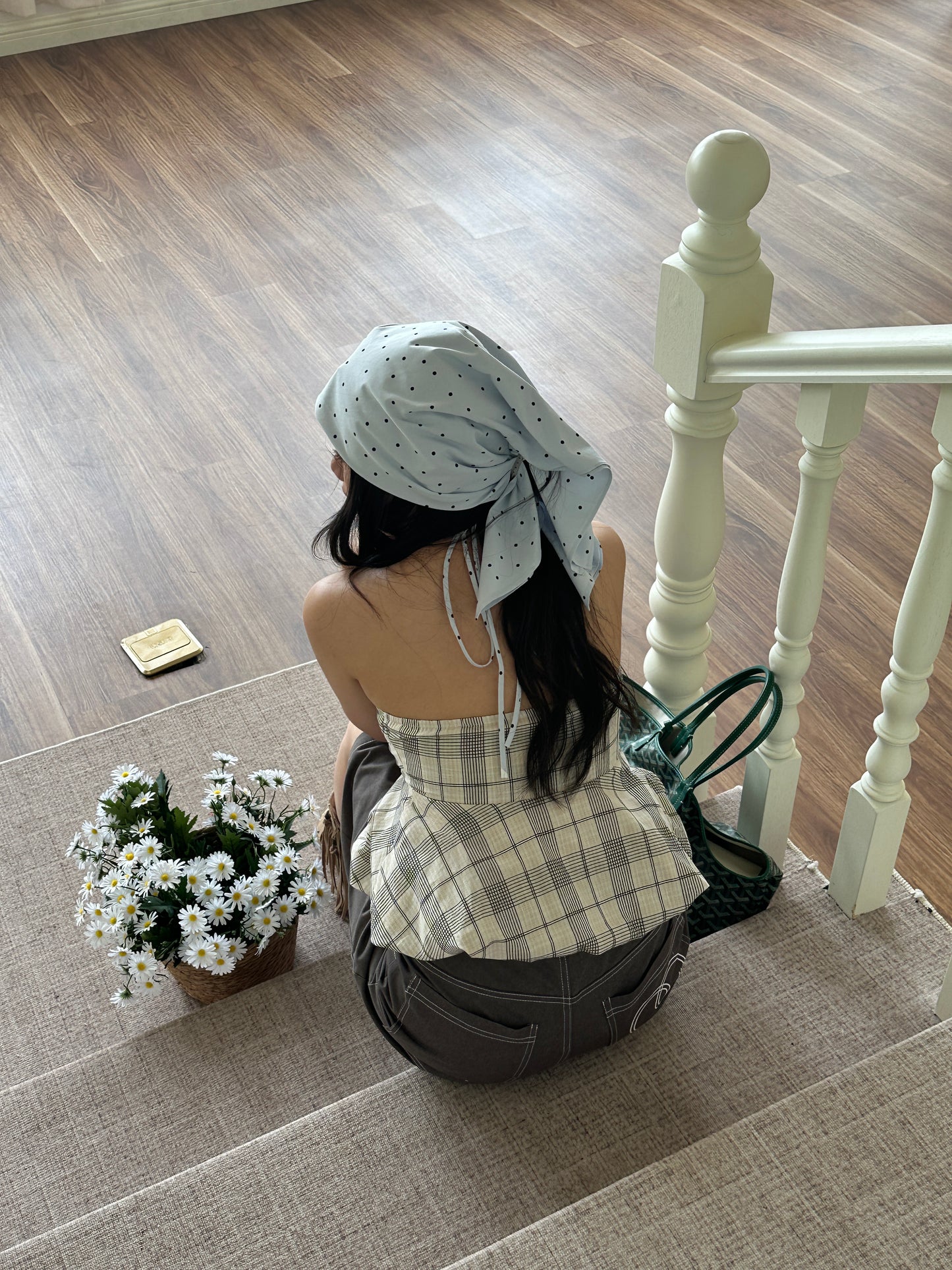 Evora project poka dot top & scarf set