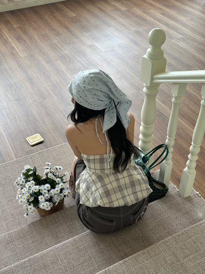 Evora project poka dot top & scarf set