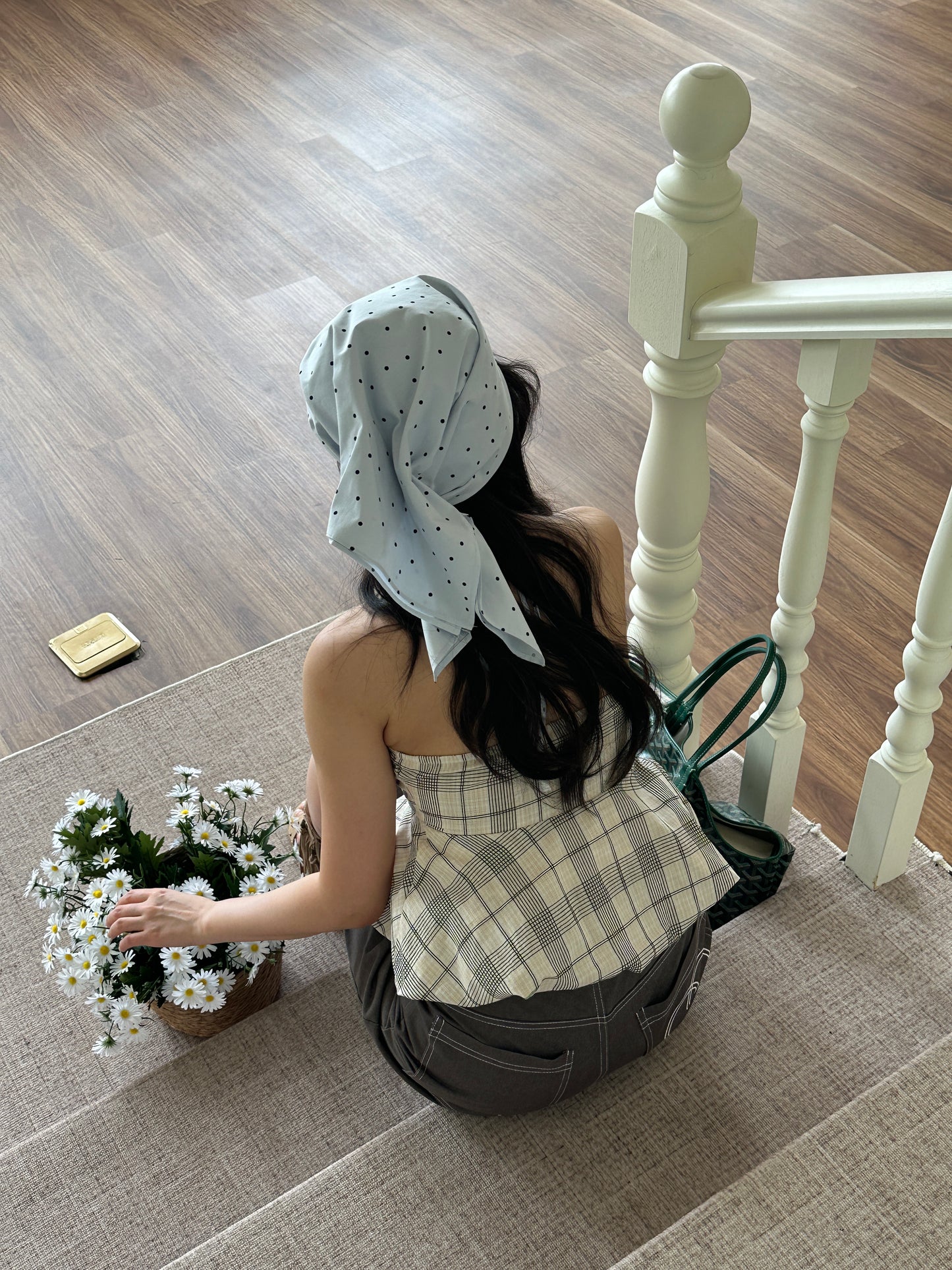 Evora project poka dot top & scarf set