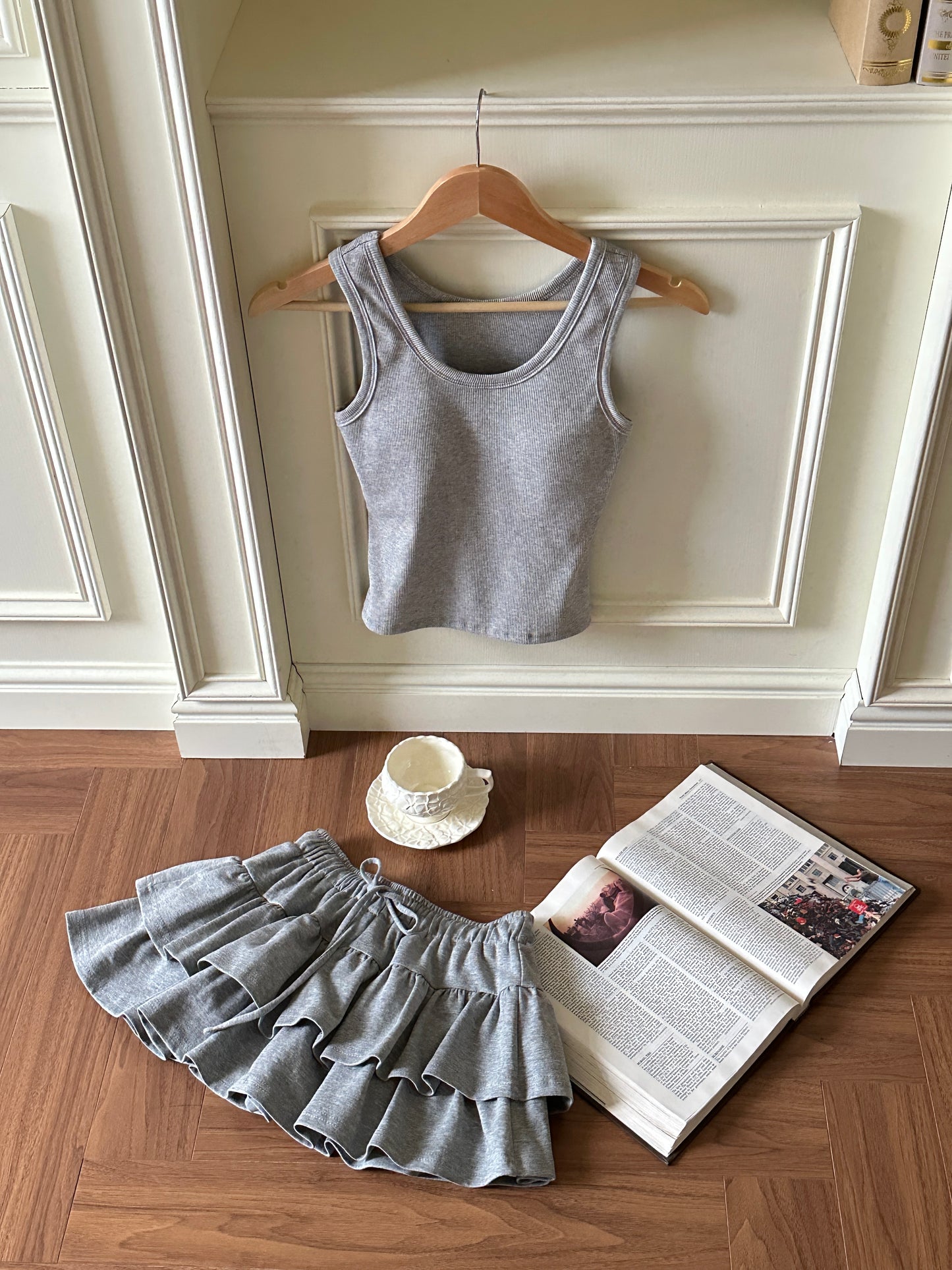 Urban Fancy Fine Ribbed Grey Bra Top