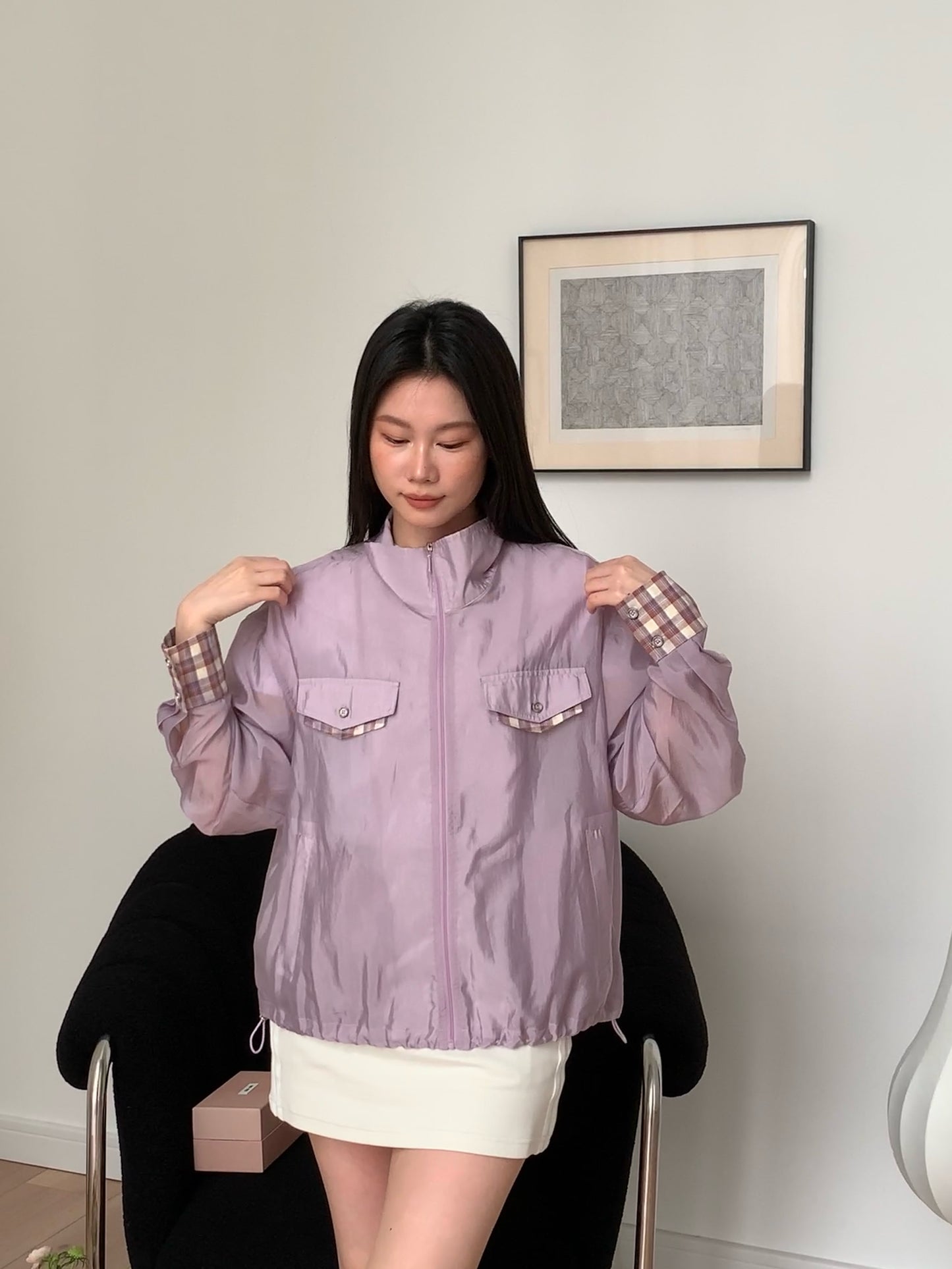 Summer solo plaid jacket