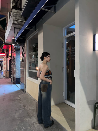 be happy Strappy Striped Tube Top