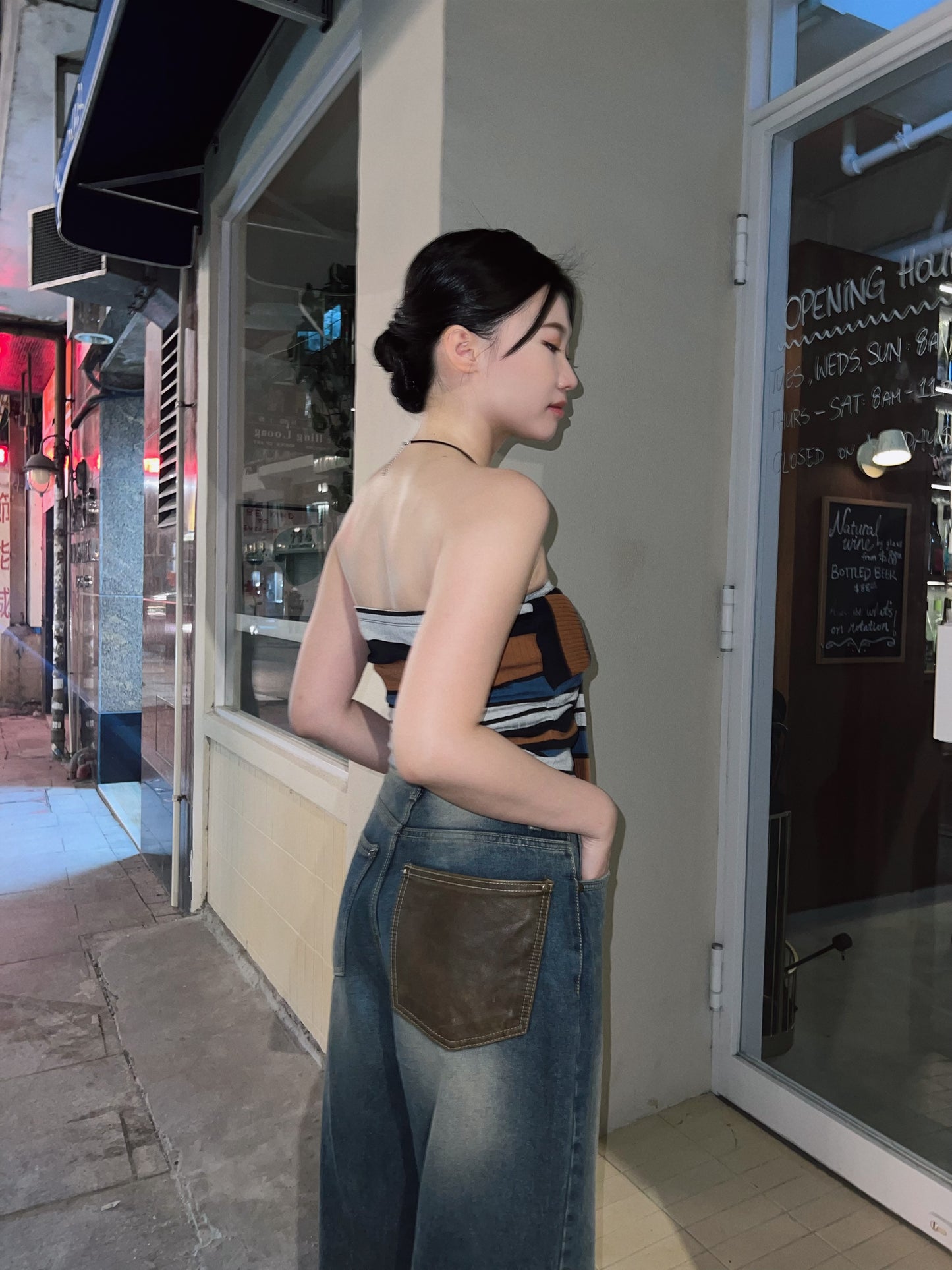 be happy Strappy Striped Tube Top