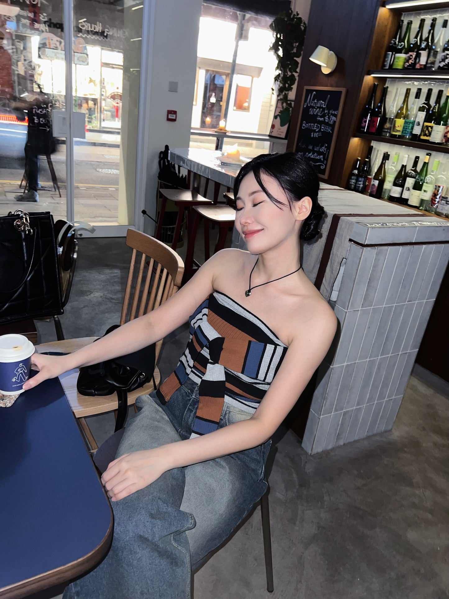 be happy Strappy Striped Tube Top