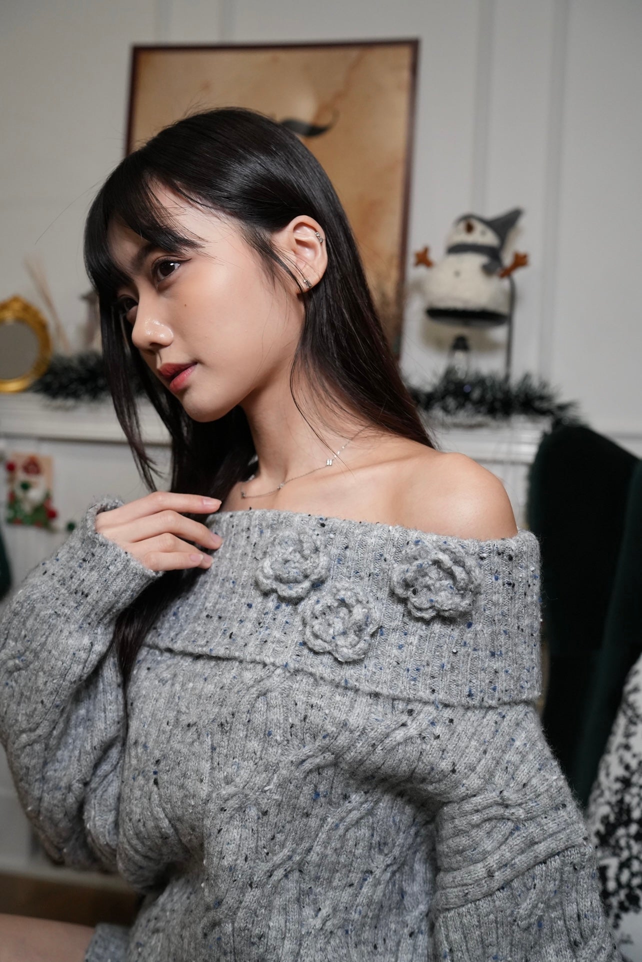 A15 Rose&Paris Slit Neck Cozy-Knit Sweater