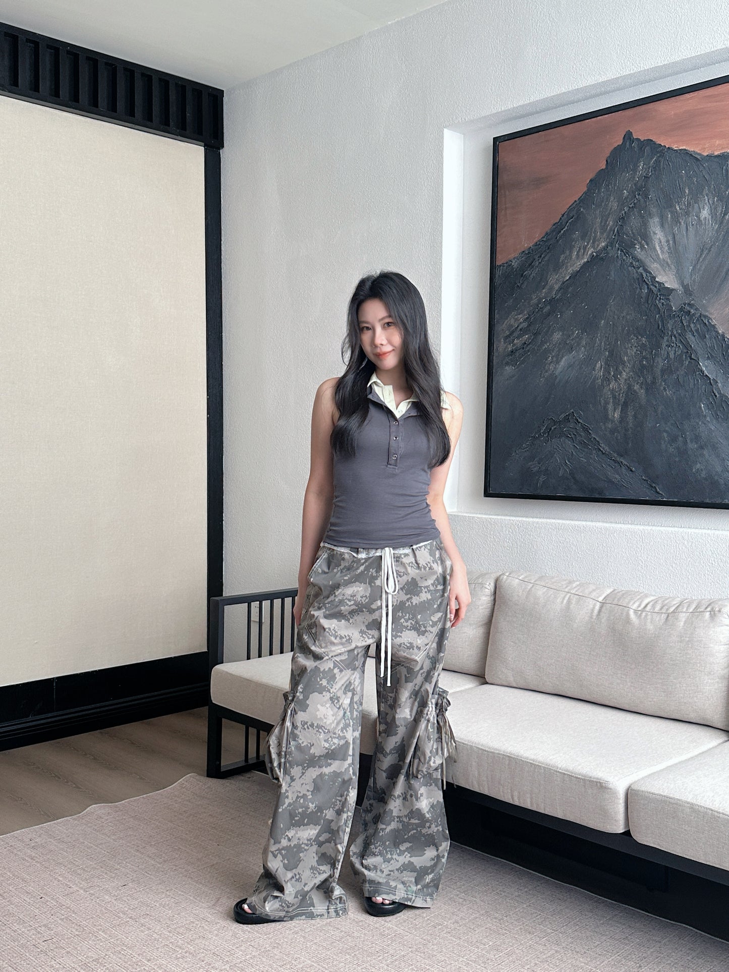 Kawaii Camo Straight-Leg Pants