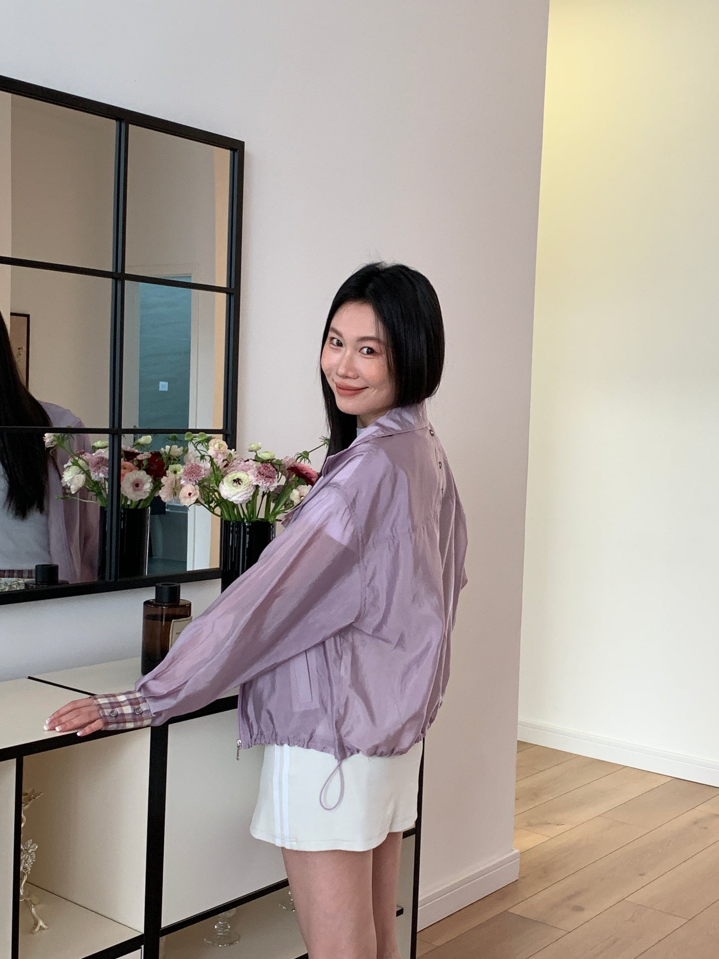 Summer solo plaid jacket