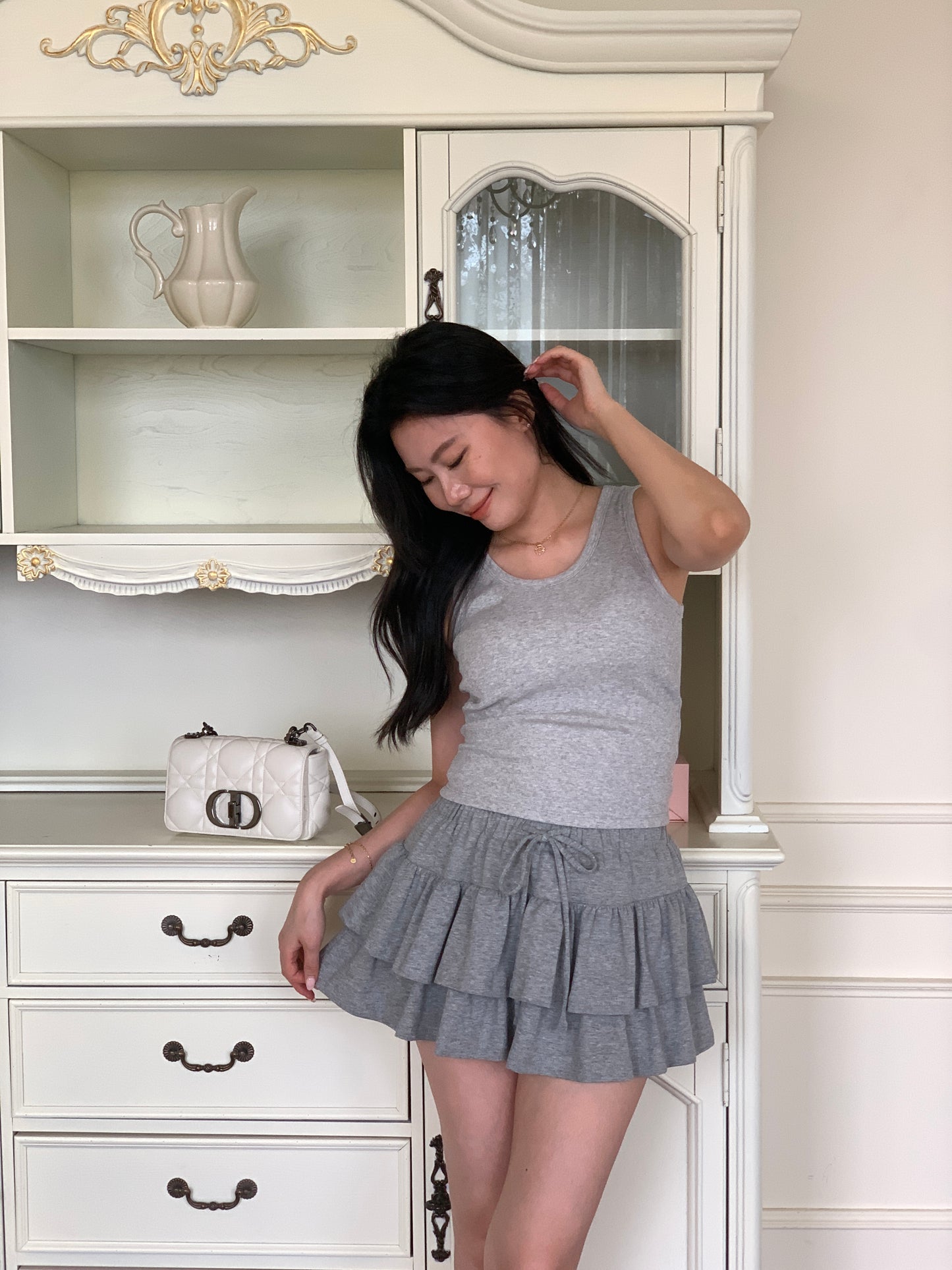 Urban Fancy Fine Ribbed Grey Bra Top