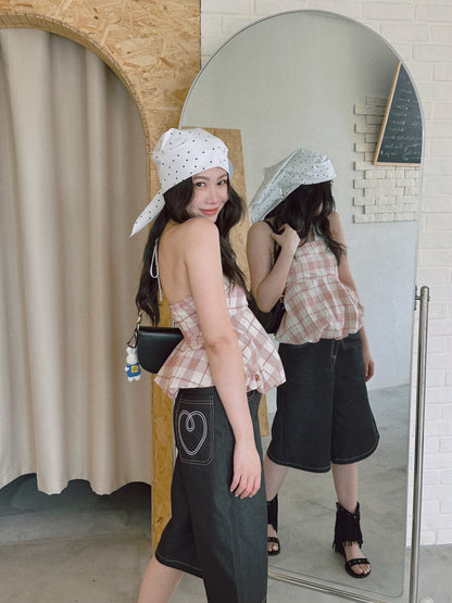 Evora project poka dot top & scarf set