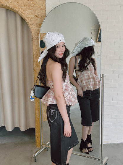 Evora project poka dot top & scarf set